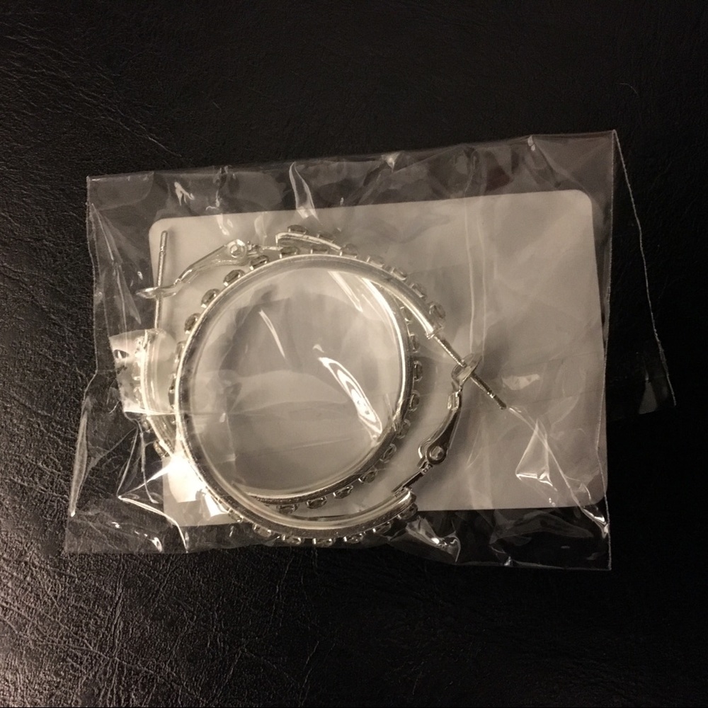 Silver Rhinestone Hoops - Picture 4 of 5
